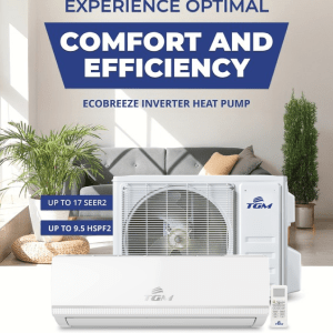 24,000 BTU 220V 17 SEER2 TGM Brand R-32 EcoBreeze Inverter Mini-Split Heat Pump High Wall (Wi-Fi Included) - Image 3