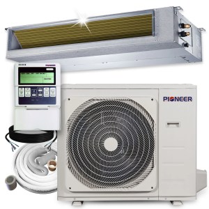 Pioneer® Quantum Ultra™ 48,000 BTU 17 SEER2 230V Slim-Duct Ceiling Concealed Mini-Split Air Conditioner Inverter Heat Pump Full Set - Image 1